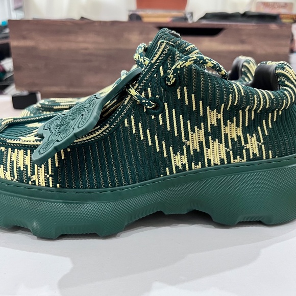 Burberry EKD Check Print Platform Creeper Embroidered Fabric Lace Up Derby Shoes - Picture 3 of 11